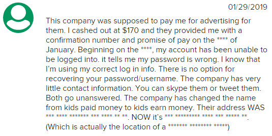 KidsEarnMoney.co BBB Complaint 5