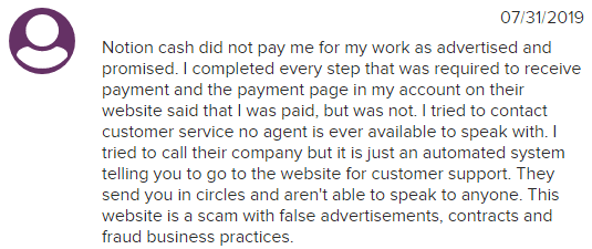 NotionCash.co BBB Complaint 1