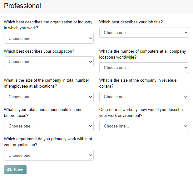 Opinions 4 Good Professional Profile Questionnaire