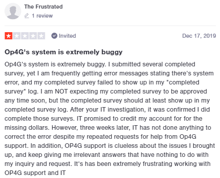 Opinions 4 Good Survey Errors Trustpilot Testimonial