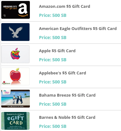 Swagbucks Gift Cards Redemption