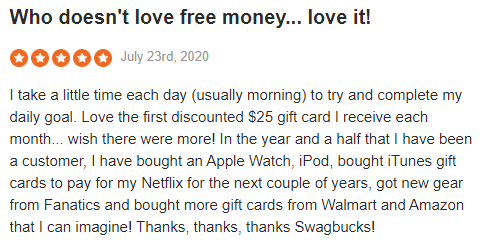 Swagbucks Sitejabber Positive Testimonial 3