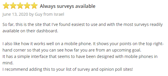 Swagbucks SurveyPolice Positive Testimonial 2