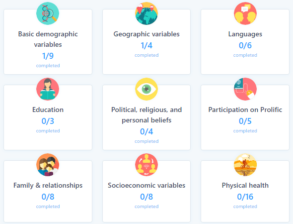 Prolific Demographic Profile Questionnaires