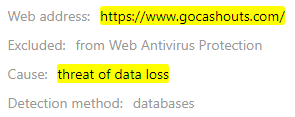 GoCashouts Antivirus Alert