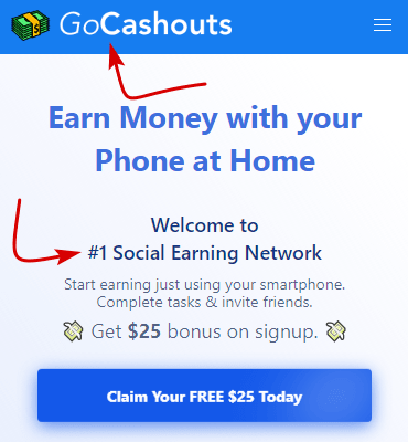 GoCashouts.com Home Page