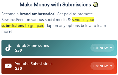 RewardsFeed.com YouTube And TikTok Submissions