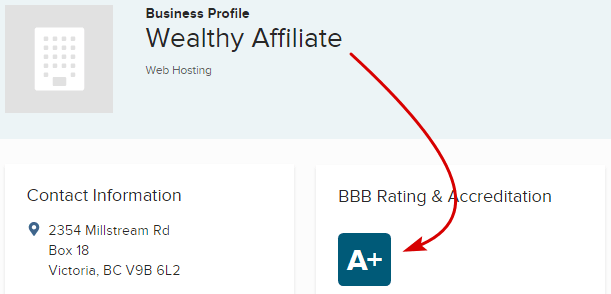 Wealthy Affiliate BBB A+ Rating