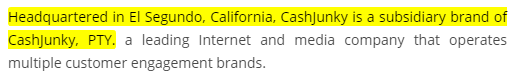 CashJunky.co Company Info And US Address