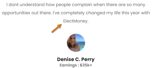 ElectMoney.com Fake Positive Testimonial 2