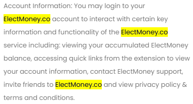 ElectMoney.com Inconsistent Terms And Conditions