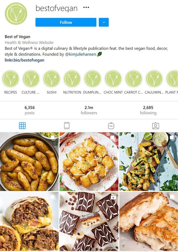 Vegan Instagram Account Example