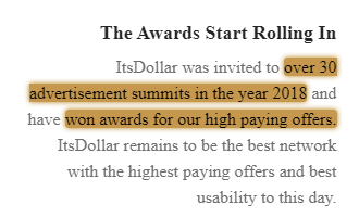 ItsDollar.com False Claim About Awards