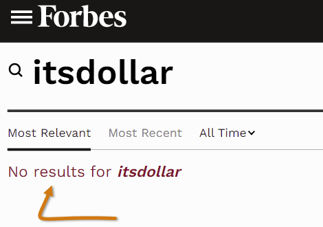 No Mention Of ItsDollar.com On Forbes