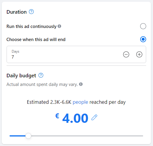 Facebook Ad Duration And Daily Budget