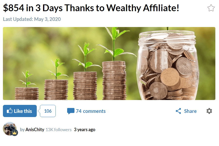 Wealthy Affiliate Success Story Anis