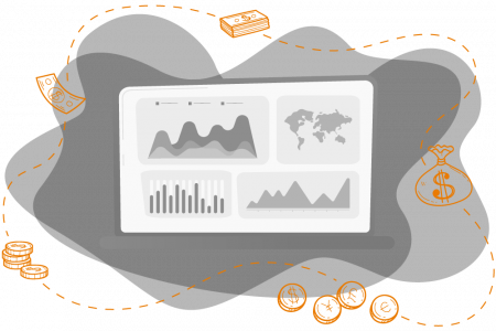 Laptop-With-Various-Graphs-And-Money-Icons-Floating-Around-It Laptop-With-Various-Graphs-And-Money-Icons-Floating-Around-It
